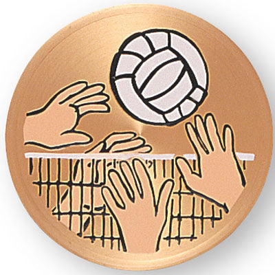 2 Inch in Diameter Round Metal Litho-Print Volleyball Medallion Insert