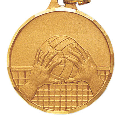 1-1/4 Inch Die-Struck Volleyball Medal in Gold with Customizable Back
