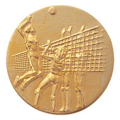 1-Inch in Diameter Round Metal Womens Volleyball Medallion Insert in Multiple Colors