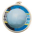 2-1/4 Inch in Diameter Round Volleyball Themed Gold and Mylar Sports Medal with Customizable Back