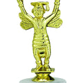 WISDOM BEE TROPHY, 7 INCH, WHITE MARBLEIZED BASE