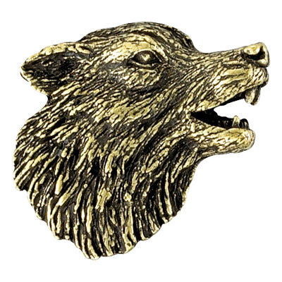 Wolf Mascot Antique Brass Pin