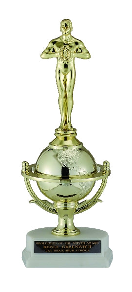 WORLD GLOBE GOLD TROPHY, TAKES FIGURE