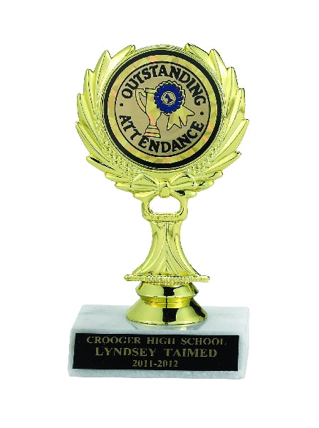 WREATH TROPHY, 5-1/2 INCH, WHITE PLASTIC BASE, 2 INCH INSERT