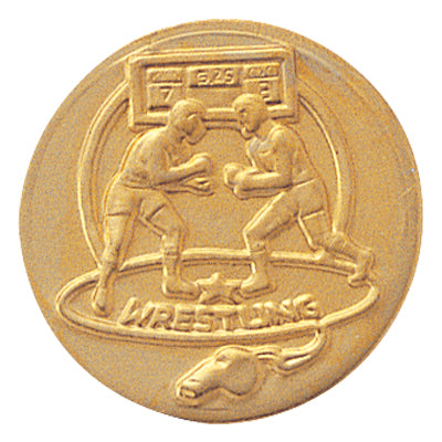 1-Inch in Diameter Round Metal Wrestling Medallion Insert in Multiple Colors