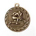 Metal 2-Inch in Diameter Round Wrestling Medal with Customizable Back in Multiple Colors