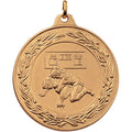 2 Inch Die-Struck Wrestling Medal with Antique Finish in Gold, Silver, or Bronze