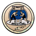 2 Inch in Diameter Round Wrestling Themed Insert with Mylar Detailing