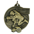 2-3/4 Inch High-Relief Sculptured Wrestling Medal in Multiple Colors